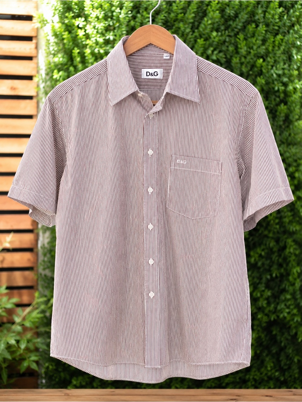 D&G Dolce & Gabbana Men’s Striped Short Sleeve Button Up Shirt 15.5/39